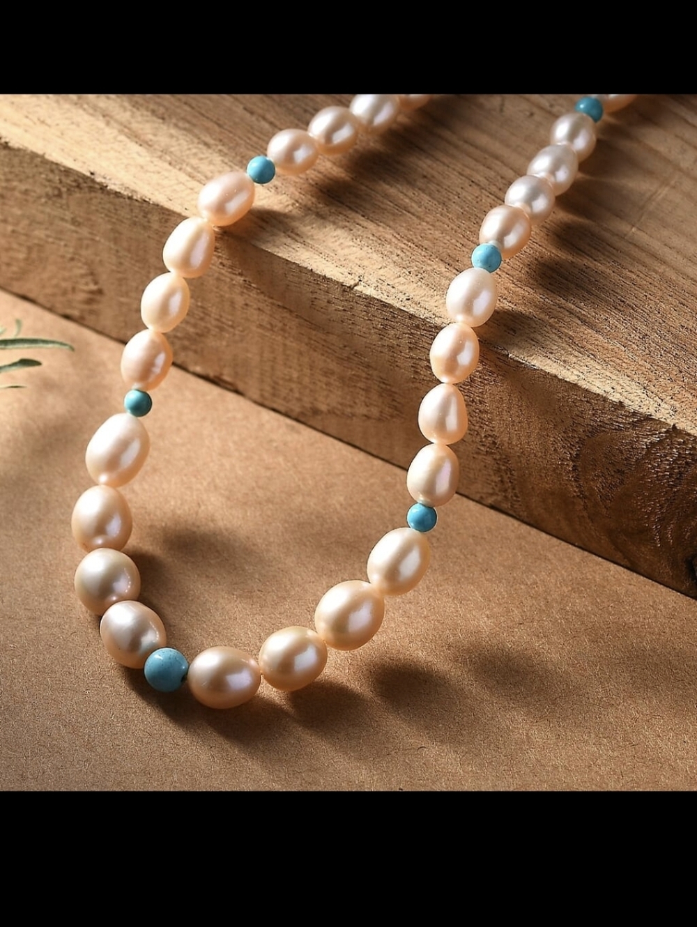 NIB Pink Freshwater Pearl and Kingman Turquoise Necklace 18" Sterling Silver